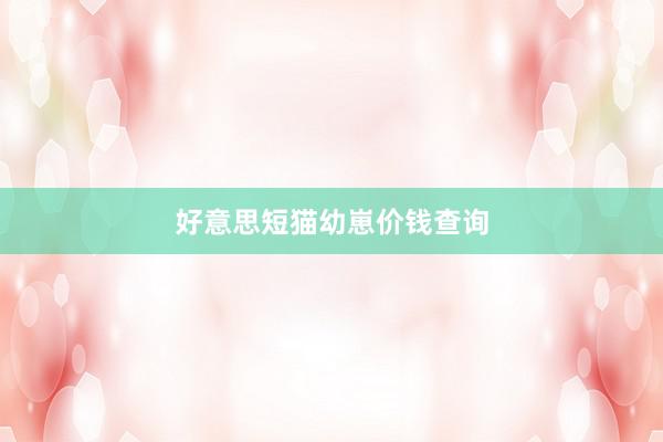 好意思短猫幼崽价钱查询
